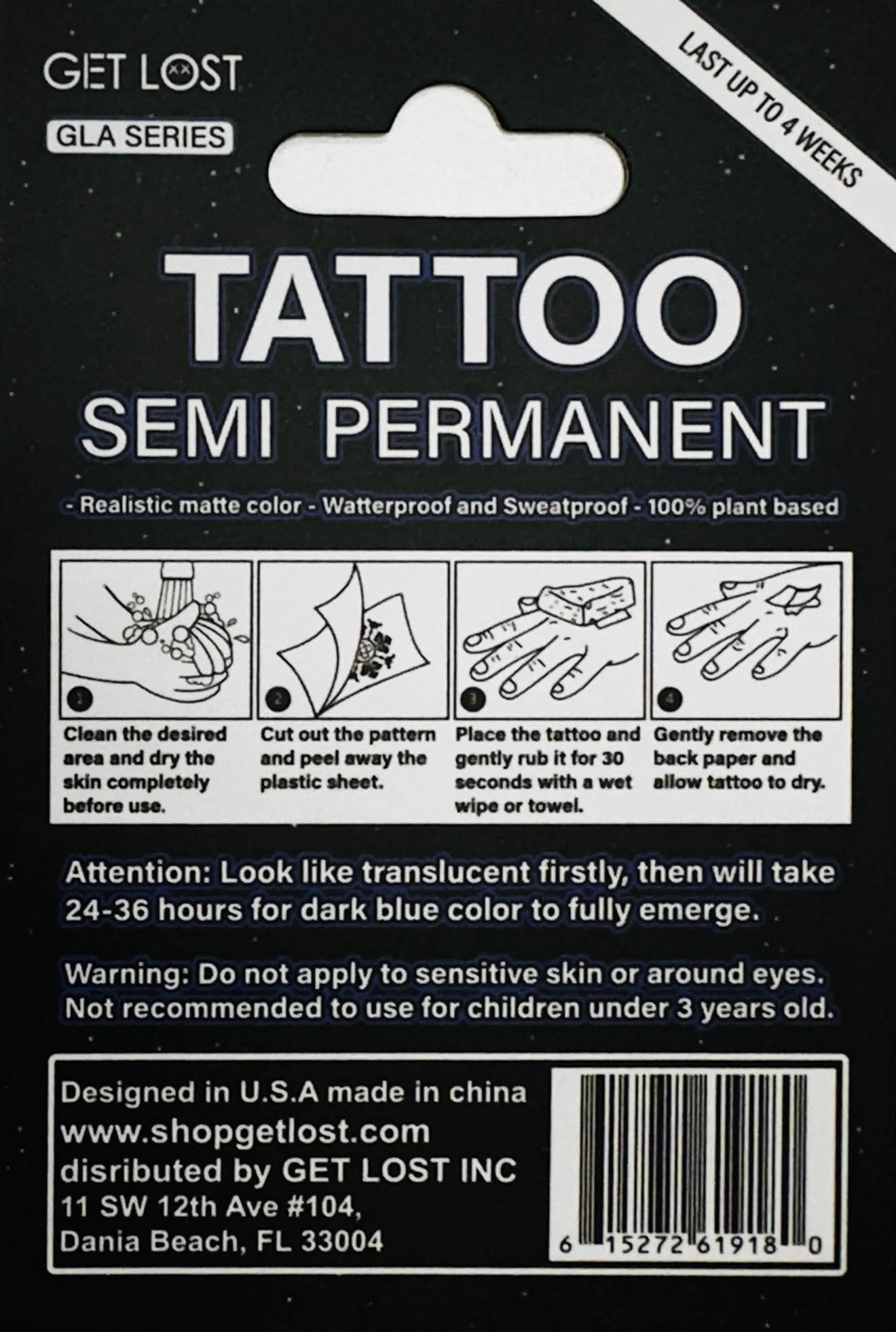 GLA-001 Semi Permanent Tattoo 2"x2"